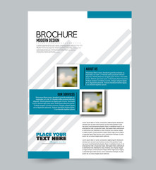 Flyer template. Brochure layout. Annual report cover or print out poster design. Blue color. Vector illustration.