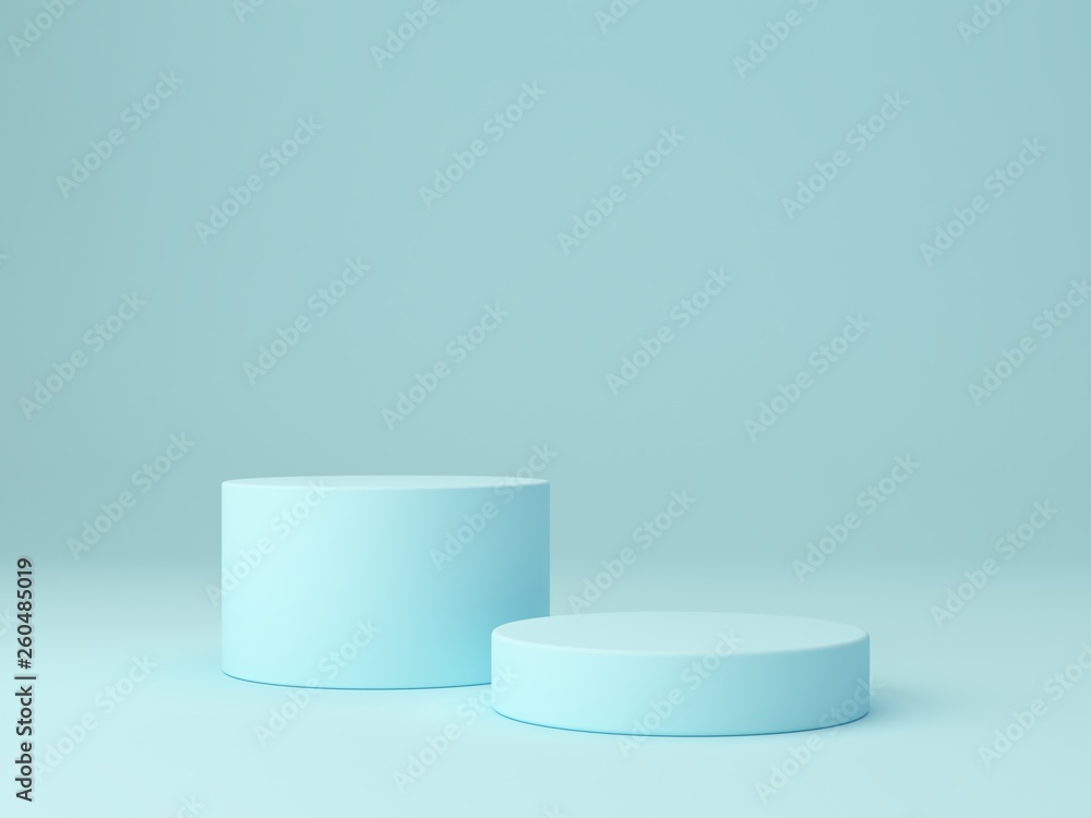 Poster minimal scene with podium and abstract background. geometric shape. blue pastel colors scene. minima