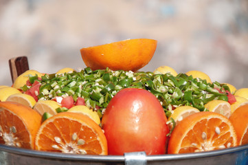 Spicy fruit salad in the street 