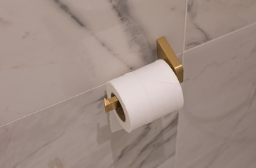 roll of toilet paper on the wall