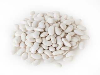 Heap of white beans isolated on white background with clipping path