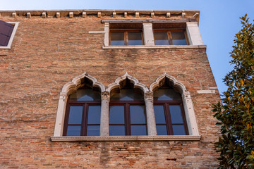 Italy, Venice, details and view of buildings in typical Venetian style.