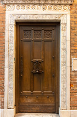 Italy, Venice, details and view of buildings in typical Venetian style.