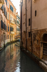 Italy, Venice, view of canals between the typical Venetian houses.