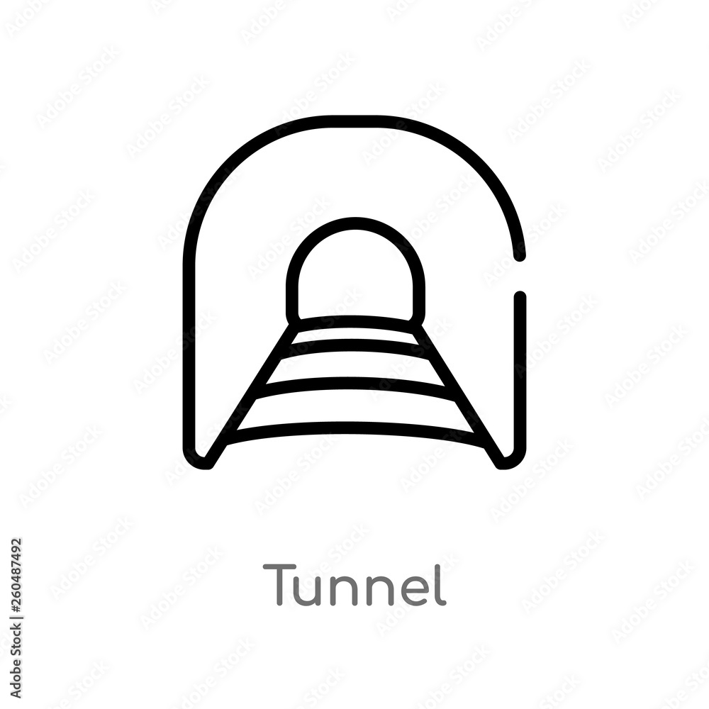 Poster outline tunnel vector icon. isolated black simple line element illustration from transportation conc