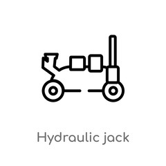 outline hydraulic jack vector icon. isolated black simple line element illustration from transportation concept. editable vector stroke hydraulic jack icon on white background