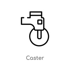 outline caster vector icon. isolated black simple line element illustration from transportation concept. editable vector stroke caster icon on white background