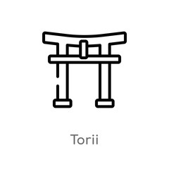 outline torii vector icon. isolated black simple line element illustration from travel concept. editable vector stroke torii icon on white background