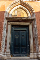 Italy, Venice, details and view of buildings in typical Venetian style.