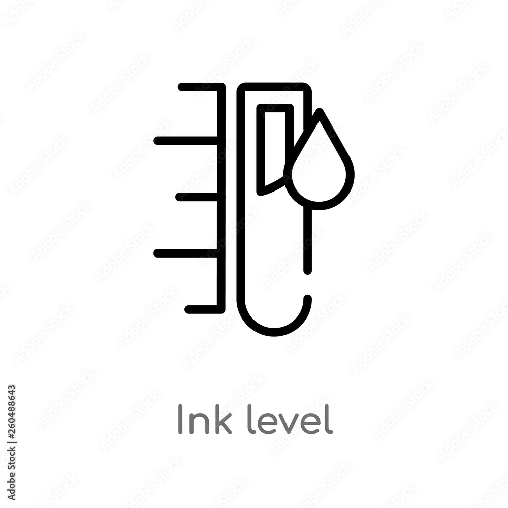 Aufkleber outline ink level vector icon. isolated black simple line element illustration from user interface c