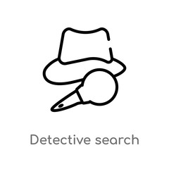 outline detective search vector icon. isolated black simple line element illustration from user interface concept. editable vector stroke detective search icon on white background