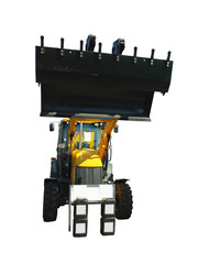 Fototapeta premium Wheel tractor loader excavator isolated on white background