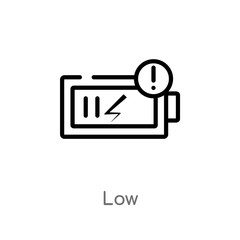 outline low vector icon. isolated black simple line element illustration from user interface concept. editable vector stroke low icon on white background