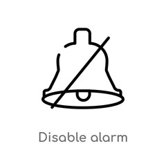 outline disable alarm vector icon. isolated black simple line element illustration from user interface concept. editable vector stroke disable alarm icon on white background