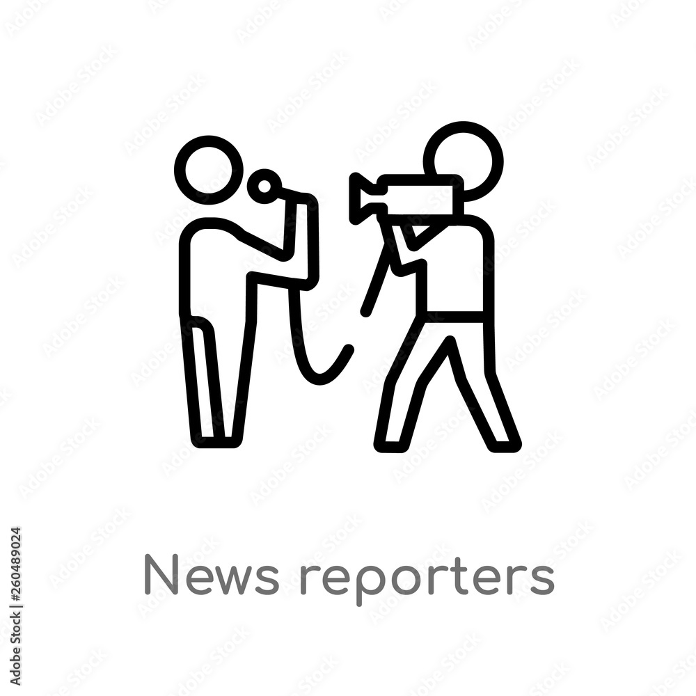 Poster outline news reporters vector icon. isolated black simple line element illustration from user interf