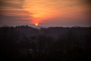 Fototapeta na wymiar Sunset at the Erholm Castle Park