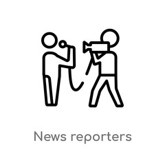 outline news reporters vector icon. isolated black simple line element illustration from user interface concept. editable vector stroke news reporters icon on white background