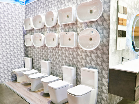Flush toilets in store