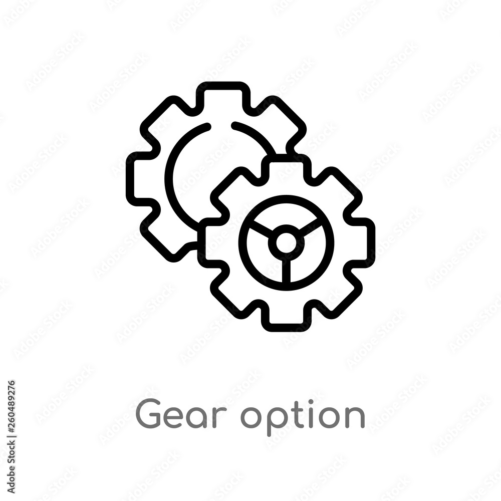 Poster outline gear option vector icon. isolated black simple line element illustration from user interface