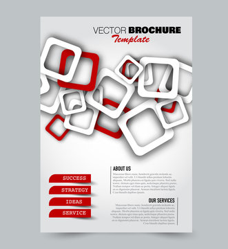 Flyer template. Brochure layout. Annual report cover or print out poster design. Red color. Vector illustration.