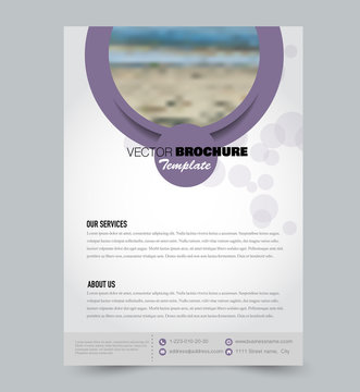 Flyer template. Brochure layout. Annual report cover or print out poster design. Purple color. Vector illustration.
