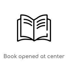 outline book opened at center vector icon. isolated black simple line element illustration from user interface concept. editable vector stroke book opened at center icon on white background
