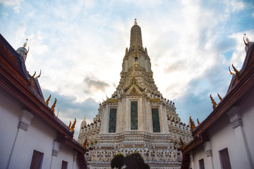 Temple in Thailand and sky, Wat Arun Ratchawaram Ratchaworamawihan , Bankok ,Thailand