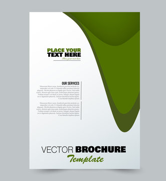 Flyer template. Brochure layout. Annual report cover or print out poster design. Green color. Vector illustration.
