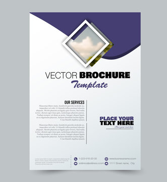 Flyer template. Brochure layout. Annual report cover or print out poster design. Purple color. Vector illustration.