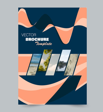 Flyer template. Brochure layout. Annual report cover or print out poster design. Blue and orange color. Vector illustration.