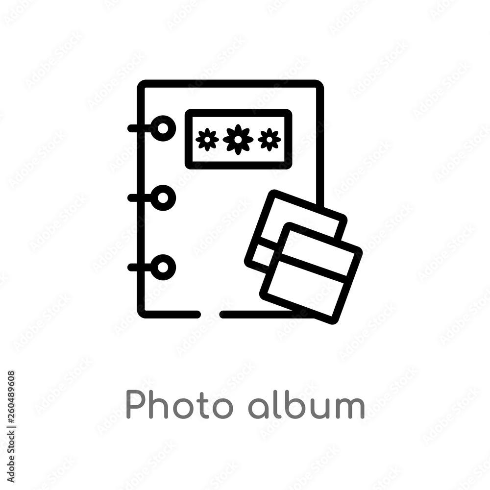 Poster outline photo album vector icon. isolated black simple line element illustration from user interface