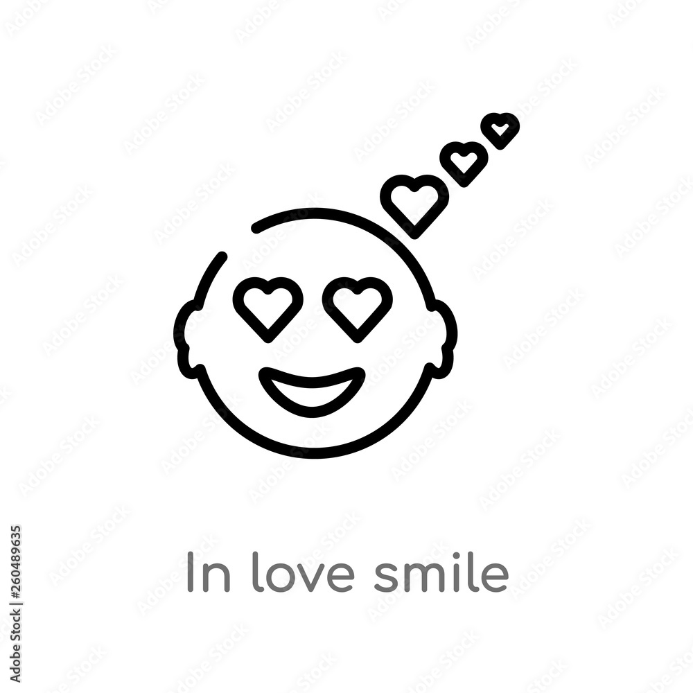 Aufkleber outline in love smile vector icon. isolated black simple line element illustration from user interfa