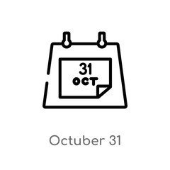 outline octuber 31 vector icon. isolated black simple line element illustration from user interface concept. editable vector stroke octuber 31 icon on white background