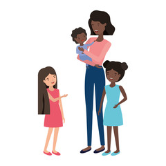 woman with children avatar character