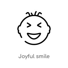 outline joyful smile vector icon. isolated black simple line element illustration from user interface concept. editable vector stroke joyful smile icon on white background