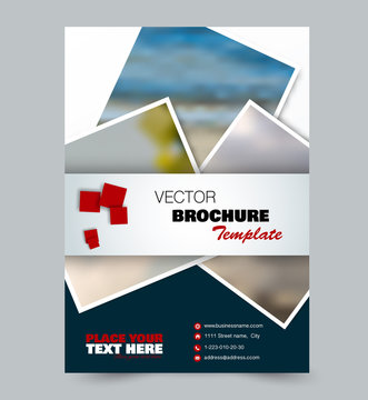 Flyer template. Brochure layout. Annual report cover or print out poster design. Red color. Vector illustration.