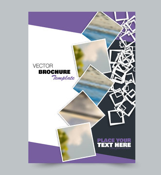 Flyer template. Brochure layout. Annual report cover or print out poster design. Purple color. Vector illustration.