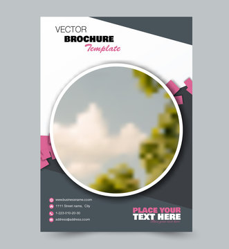 Flyer template. Brochure layout. Annual report cover or print out poster design. Pink color. Vector illustration.