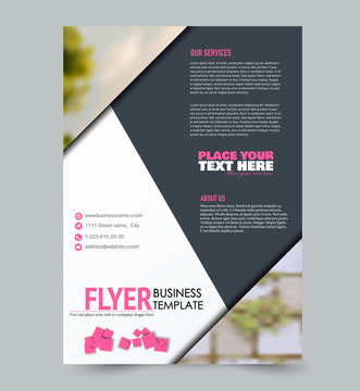 Flyer template. Brochure layout. Annual report cover or print out poster design. Pink color. Vector illustration.