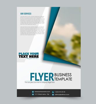 Flyer template. Brochure layout. Annual report cover or print out poster design. Blue color. Vector illustration.
