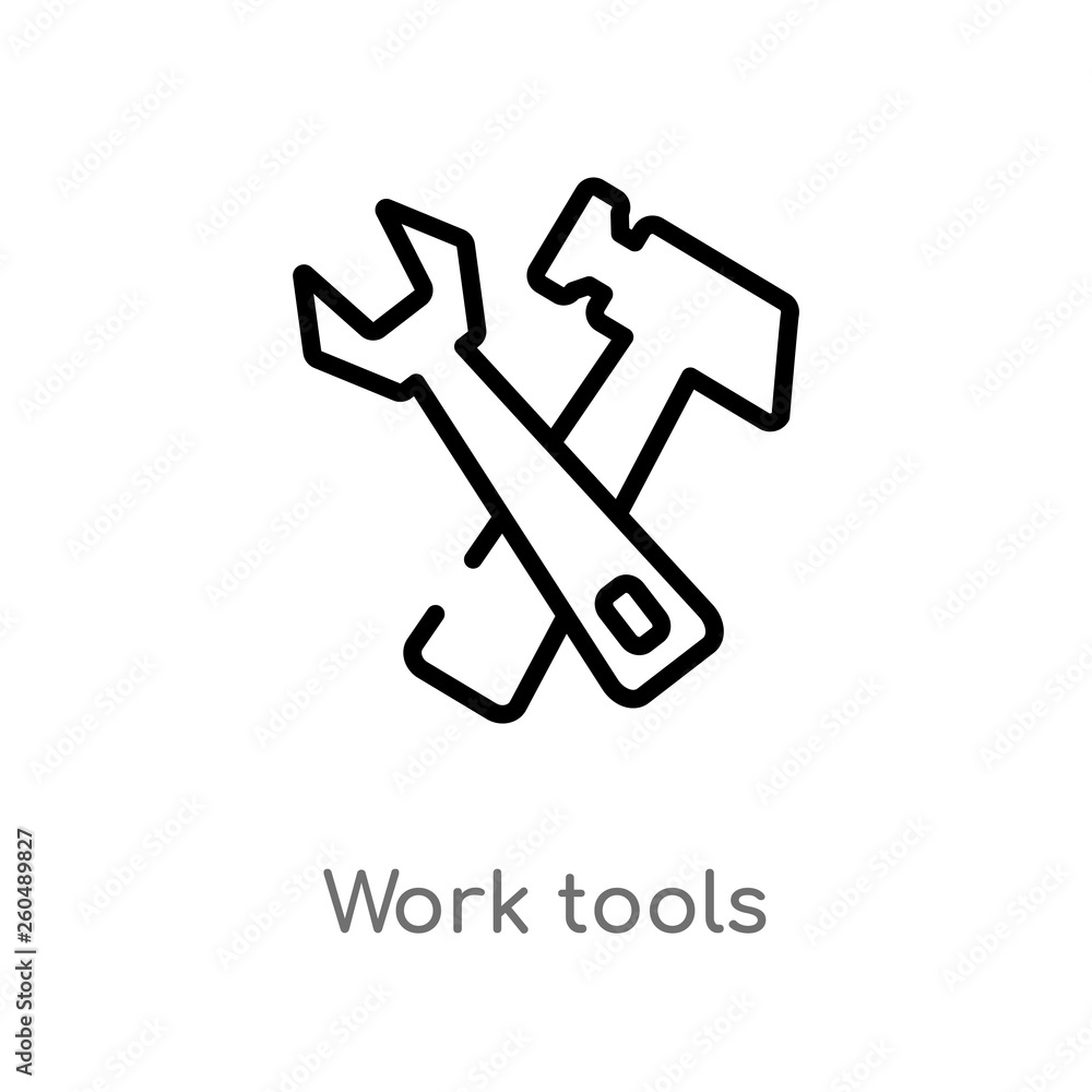 Poster outline work tools vector icon. isolated black simple line element illustration from user interface 