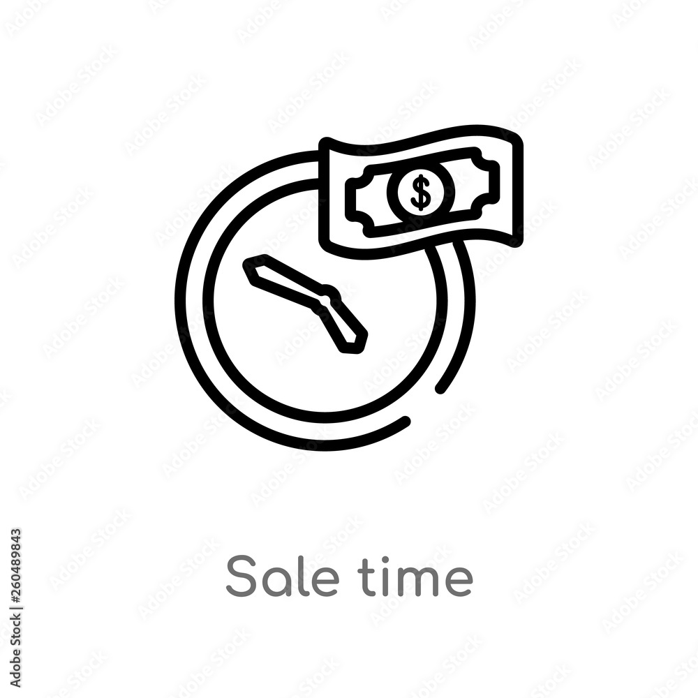 Poster outline sale time vector icon. isolated black simple line element illustration from user interface c