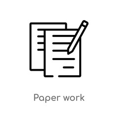 outline paper work vector icon. isolated black simple line element illustration from user interface concept. editable vector stroke paper work icon on white background