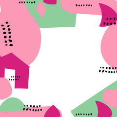 Abstract hand drawn colorful modern shapes background with empty text space.Vector artistic illustration for ad, banners, landing,cards, promotion, advertising,poster,web