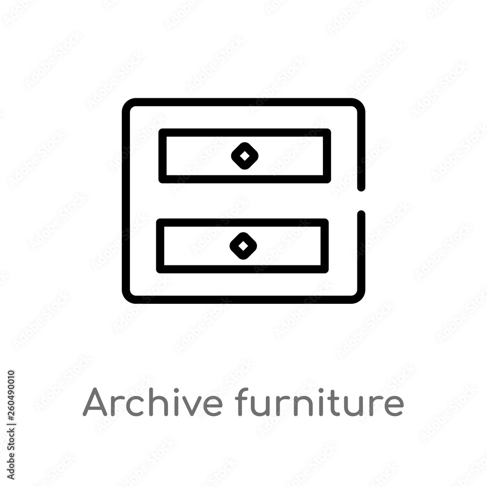 Poster outline archive furniture of two drawers vector icon. isolated black simple line element illustratio