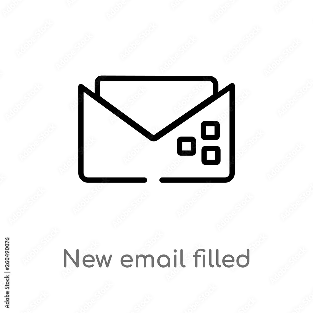 Poster outline new email filled envelope vector icon. isolated black simple line element illustration from 