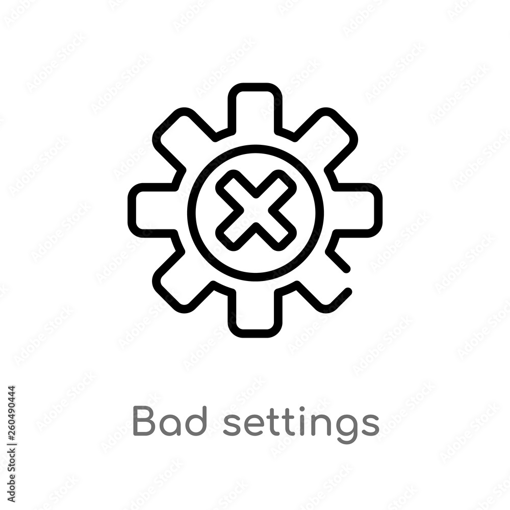Poster outline bad settings vector icon. isolated black simple line element illustration from user interfac
