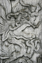 pillar in a buddhist temple in hanoi (vietnam)