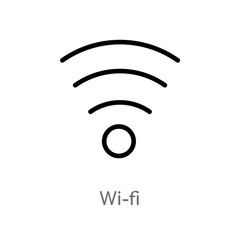 outline wi-fi vector icon. isolated black simple line element illustration from user interface concept. editable vector stroke wi-fi icon on white background