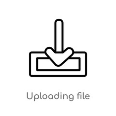 Obraz premium outline uploading file vector icon. isolated black simple line element illustration from user interface concept. editable vector stroke uploading file icon on white background